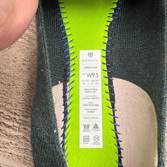 Rothy's The Merino Wool Loafer Flats Womens Size 9.5 9 1/2 Ivy Green Slip On - Picture 8 of 11